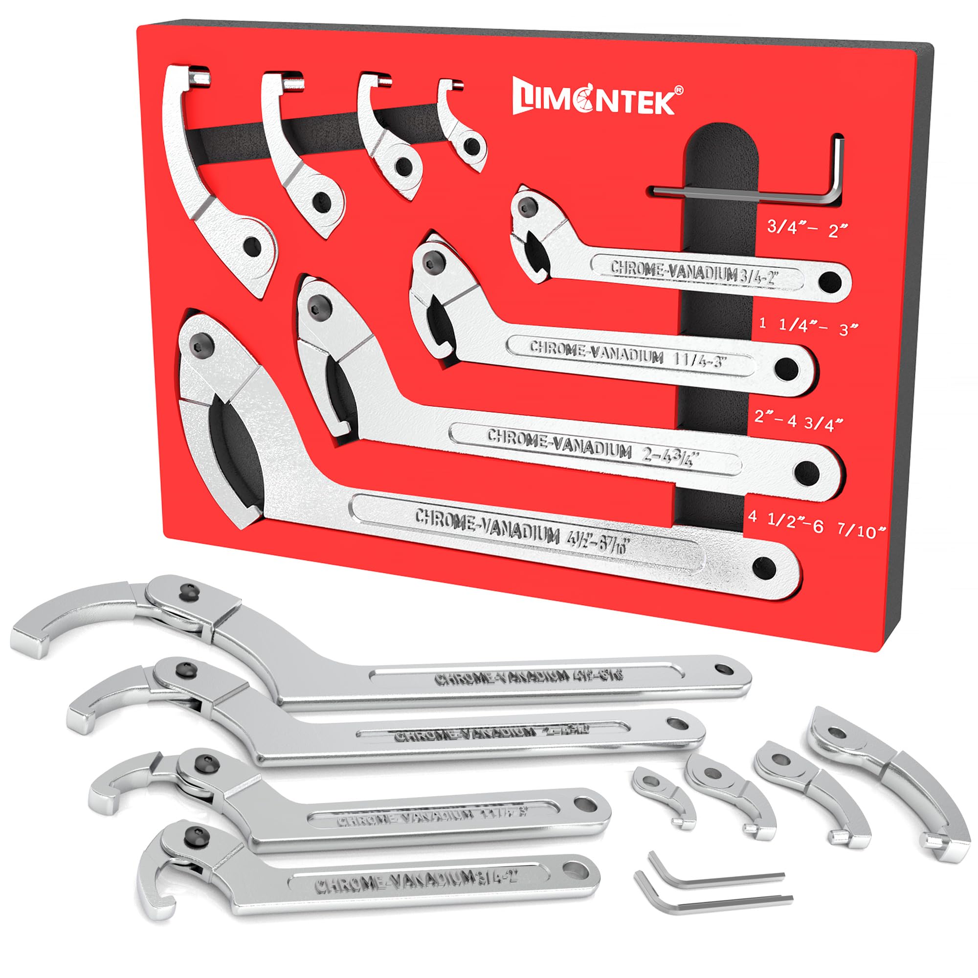 Photo 1 of limontek Adjustable Spanner Wrench Set, 8pcs Motorcycle Coilover Shock Adjustment Tool Hook C Spanner Wrench for Pipes Heating, Cars Suspension System