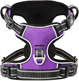 HEELE Dog Harness No Pull Large Reflective Front Back Leash Attachments Purple L view 5