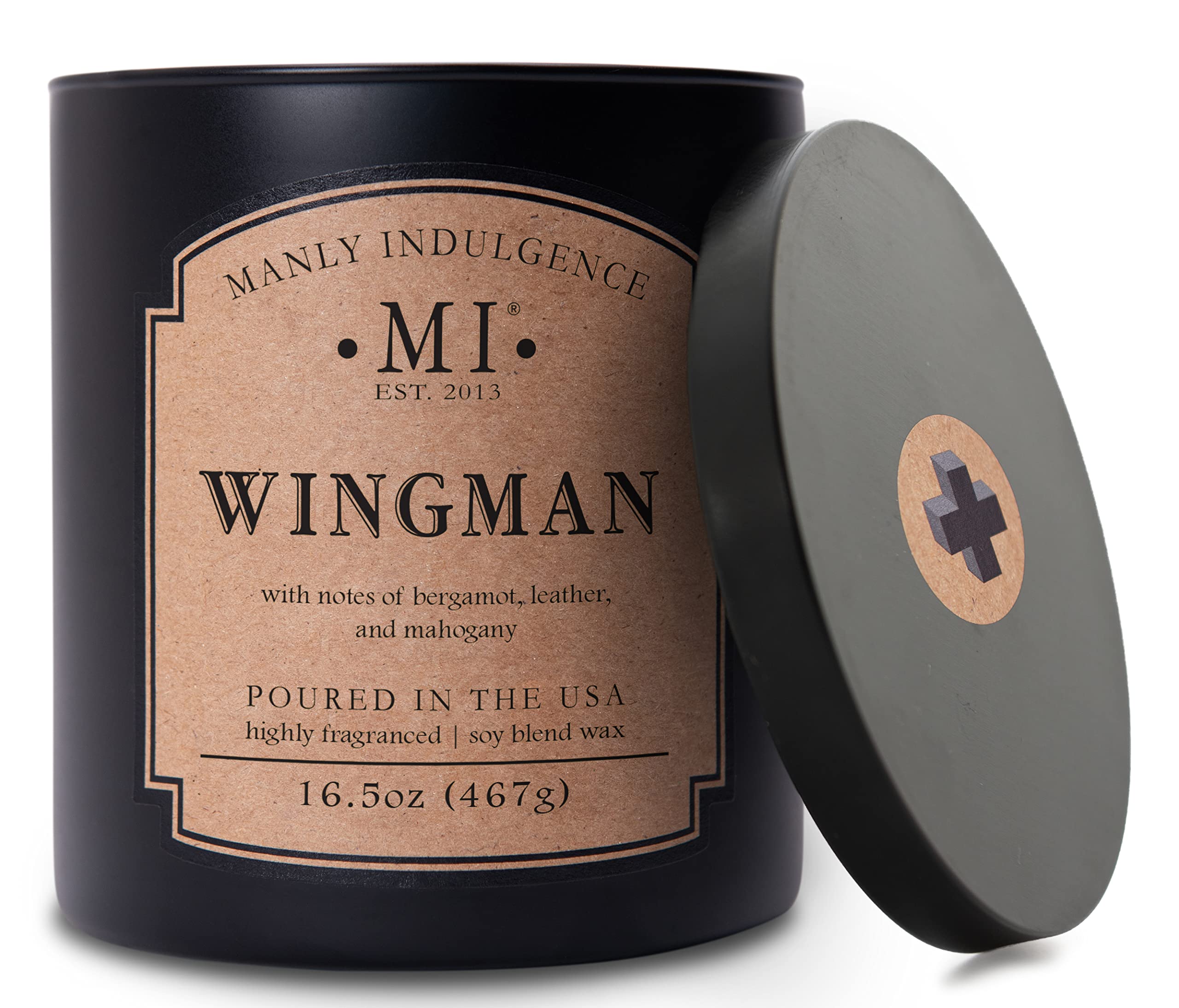 Photo 1 of Manly Indulgence Wingman Scented Candles for Men, 2 Wick, 16.5 oz, Premium Soy Blend Wax, 60H Burn, Candles for Home Scented - Made in The USA