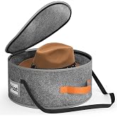 SLEEPING LAMB Cowboy Hat Box for Travel and Storage, Collapsible Cap Organizer Case with Handles &amp; Shoulder Strap for Men Carry Cap Bag, Soft and Large Hat Box for Women Storage for Closet, Grey