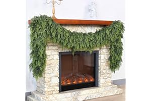 VIERENA Christmas Cedar Garland - 9ft Artificial Cedar Garland Faux Lush Green Fake Pine Needles for Fireplace,Table,Window,Stairs,Mante,Holiday Indoor Outdoor Xmas Decor(1PCS)