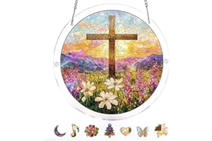 Kaayeewood Acrylic Puzzle for Adult, Colorful Mountain Moon Sun Catchers Window Hanging Panel 83 Pieces Puzzle SunCatchers fo