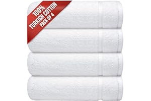 Infinitee Xclusives White Wash Cloths 4 Pack 12x12 Inches 100% Turkish White Cotton Washcloths - Highly Absorbent and Quick Dry Bathroom Washcloths