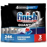 Finish Quantum Dishwasher Pods, No Pre-Rinse Dishwasher Detergent Soap Removes 24HR Dried-On Stain and Grease, Leaving a Virtually Spotless Shine, 82ct (Pack of 3)