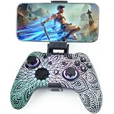 WZUICOV RGB Multi-Platform Game Controller for Switch, Phone, Tablet, PC, TV Box &amp; Tesla - Bluetooth &amp; Wired USB-C, with C-A Adapter, Phone Holder + Extra 25mm Cable