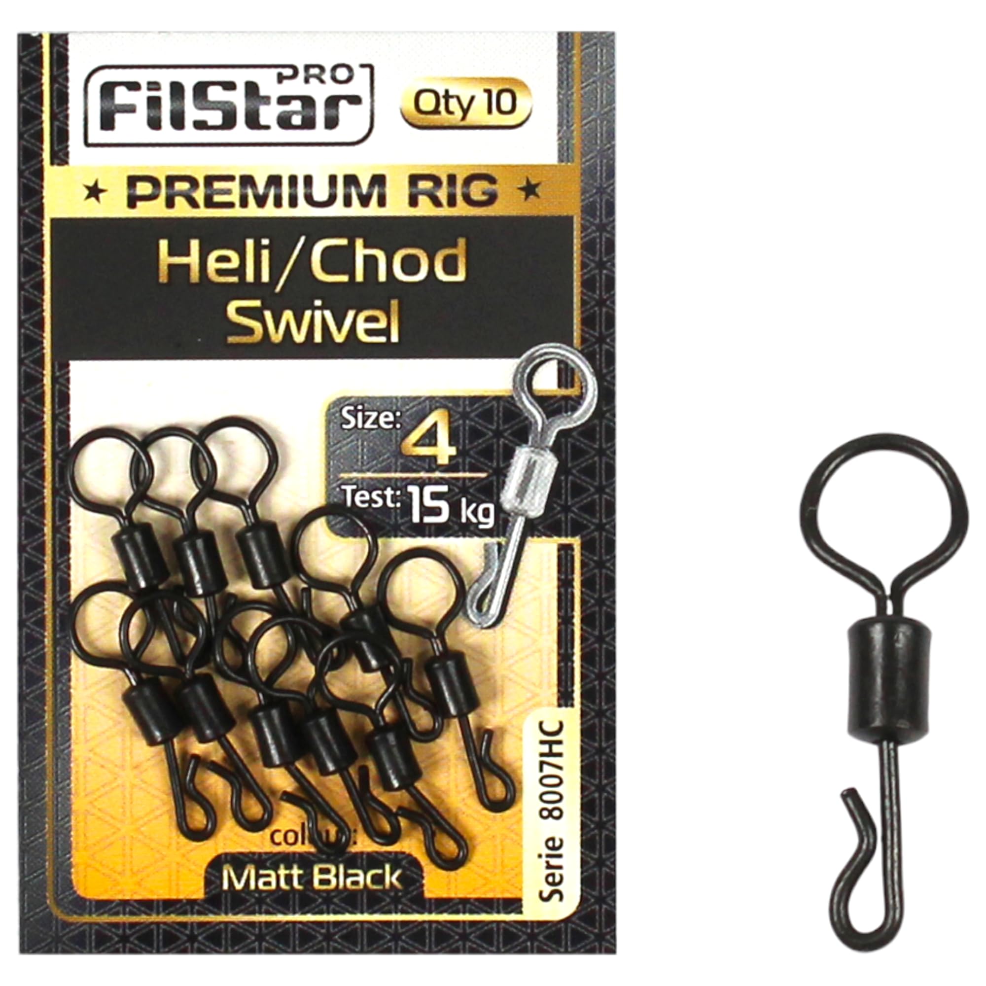 PRO Filstar 10 Piece Fishing Swivels Set Size 4 - Helicopter & Chod Rig - Swivel for Fishing - Barrel Swivels - Rolling Swivel - Fishing Carp Accessories - Spin Fishing Set - Carp Fishing - Spinning