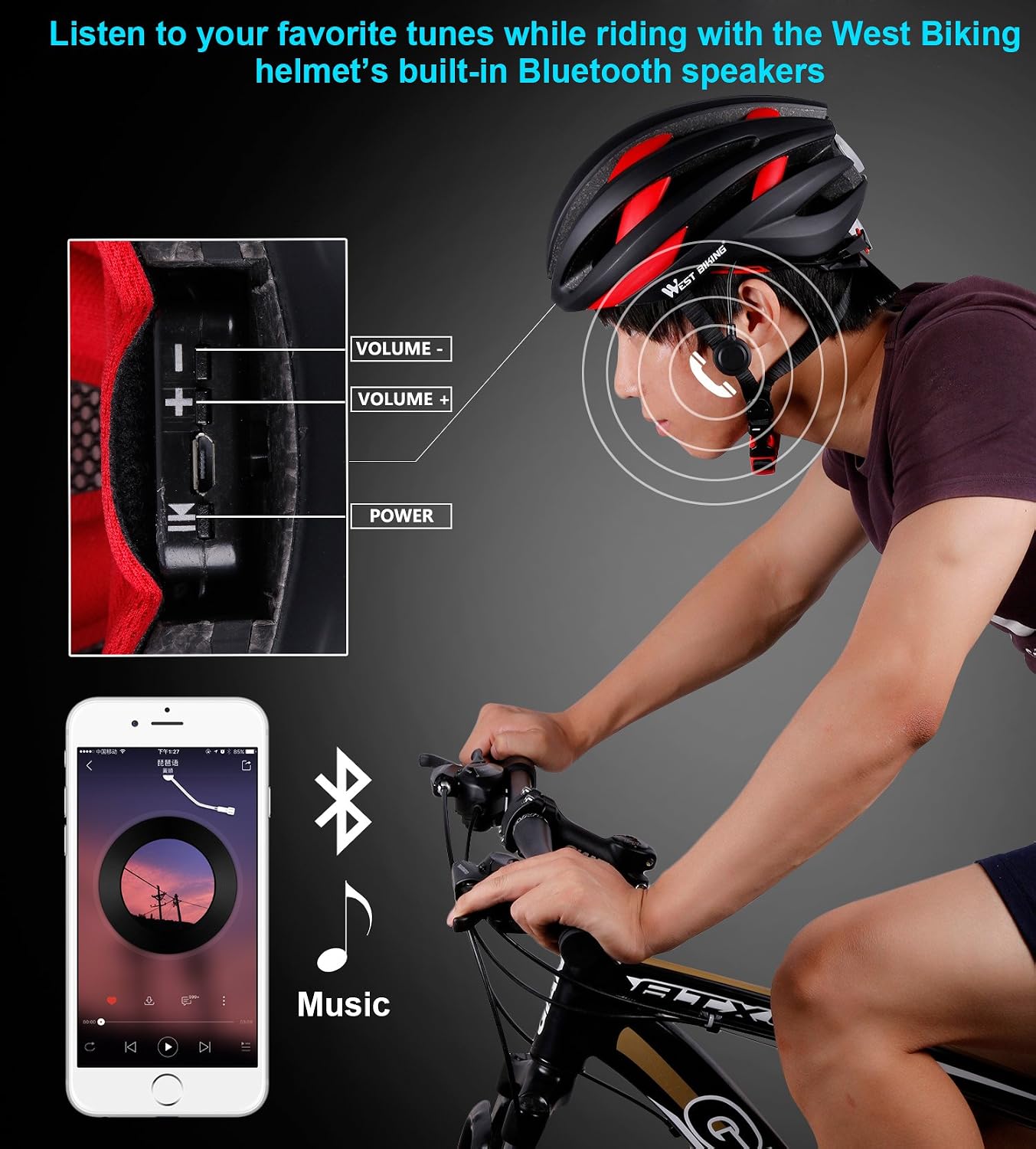 Casco De Bicicleta De West Biking Con Auriculares Bluetooth Recargables Por Usb Navegacion Inteligente Cascos De Ciclismo Con Piloto Trasero Accesorios Para Bicicleta Infantil Negro Rojo Amazon Es Deportes Y Aire Libre