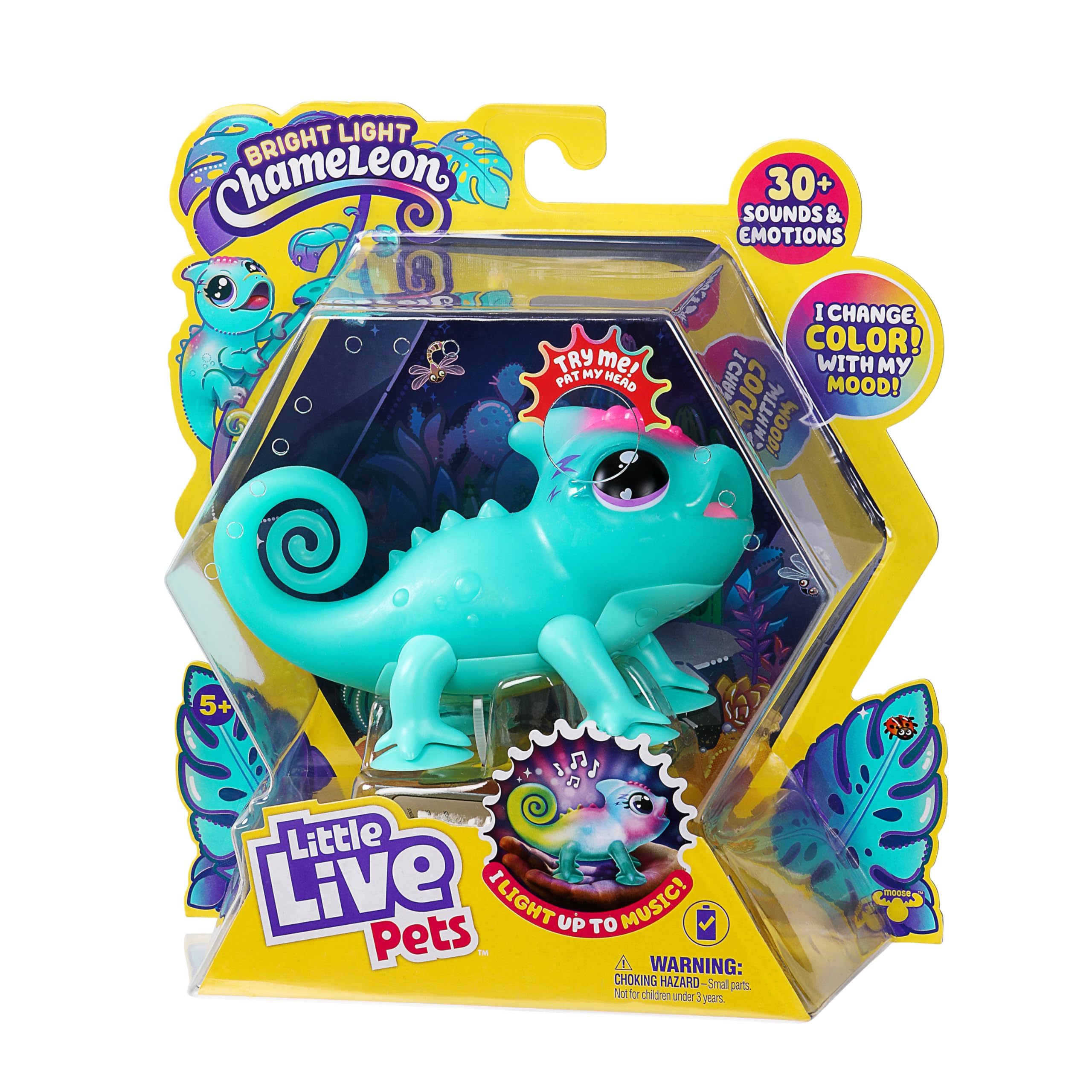 Little Live Pets Bright Light Chameleon interactive toy pet with 30 sounds, reactions with super-soft squishy skin