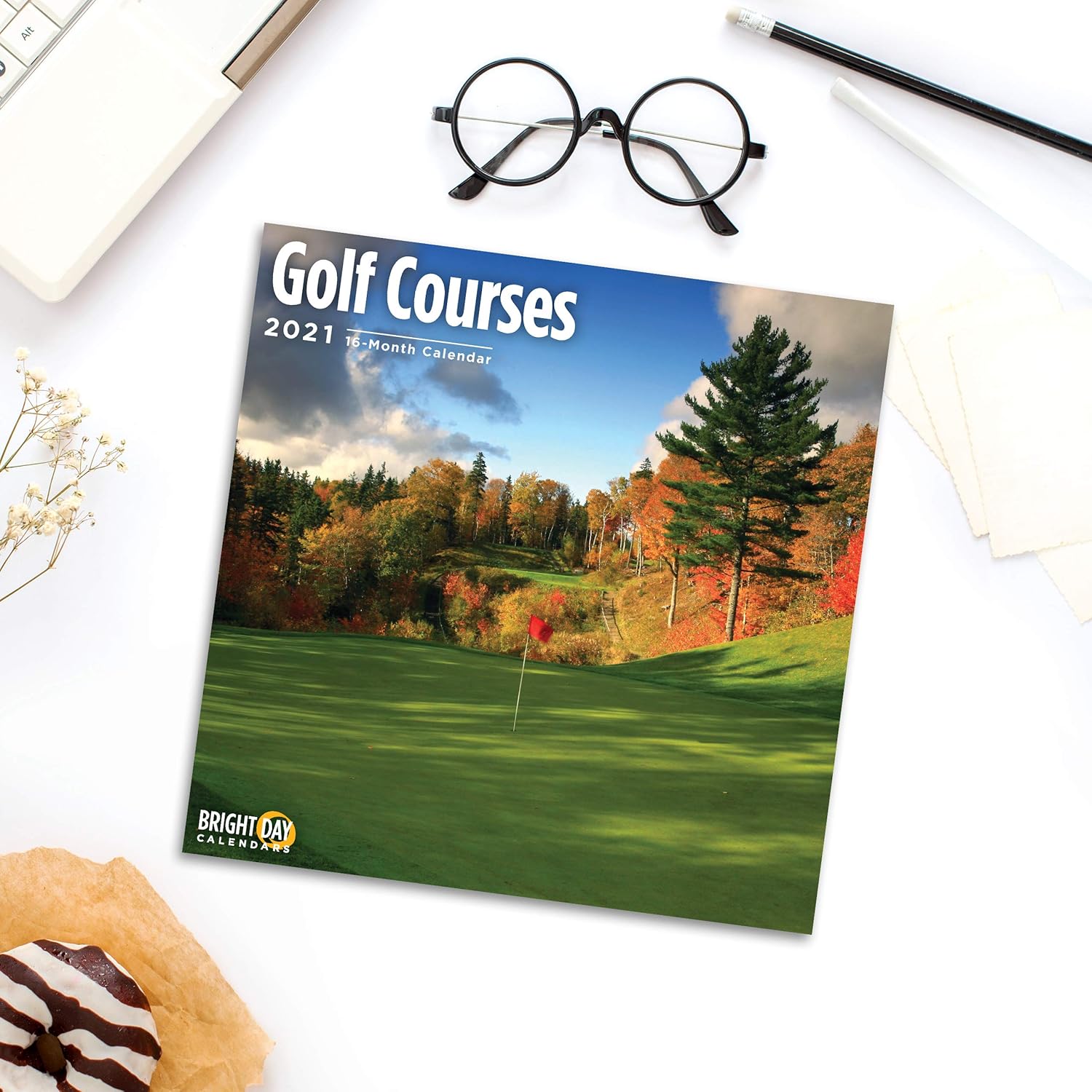 2021 Golf Courses Wall Calendar by Bright Day, 12 x 12 Inch, Beautiful Leisure Sports