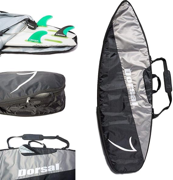 DORSAL Board Bag Travel Day Surfboard Cover - Black/Grey 6'6