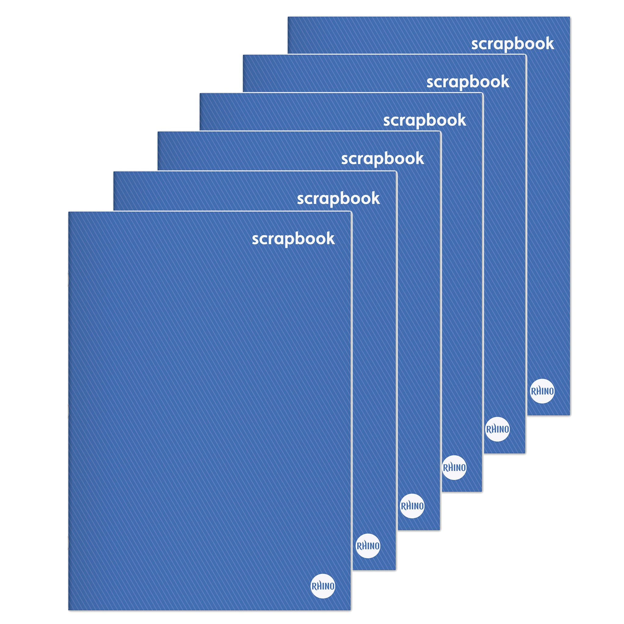 RHINO A4+ Blue Scrapbook (13 x 9) - 36 Pages of Blue Sugar Paper | 6-Pack - Ideal for Projects, Cuttings, Keepsakes & All Scrapbooking
