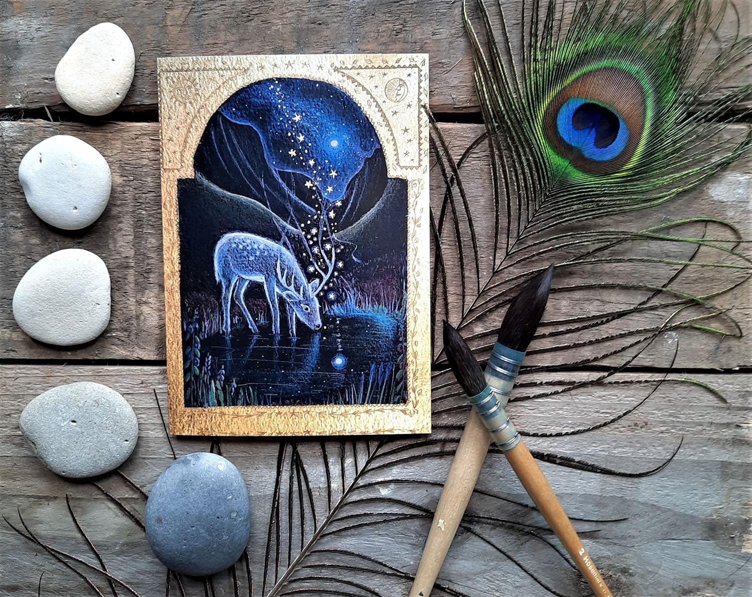 Hannah Willow The Deer's Dream UK made Pack of 5 Art Greetings Cards - Deers in the british countryside - Birthday Cards - Image 4