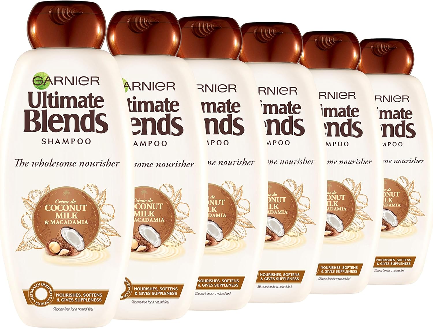 Garnier Ultimate Blends Shampoo | Coconut Milk & Macademia Nourishing for Dry Hair | 360 ml | Pack of 6
