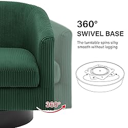 Swivel Barrel Accent Chair, Modern Round Corduroy