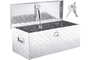 KING CHAO FOO 30" Lx15 Wx15 H Heavy Duty Truck Bed Tool Box, Aluminum Tool Box with 2 PCS Keys,Upgraded Widest Tool Box Used for Truck,Trailers,Pickup,RV, All-Weather use,Sliver Trailer Tool Box