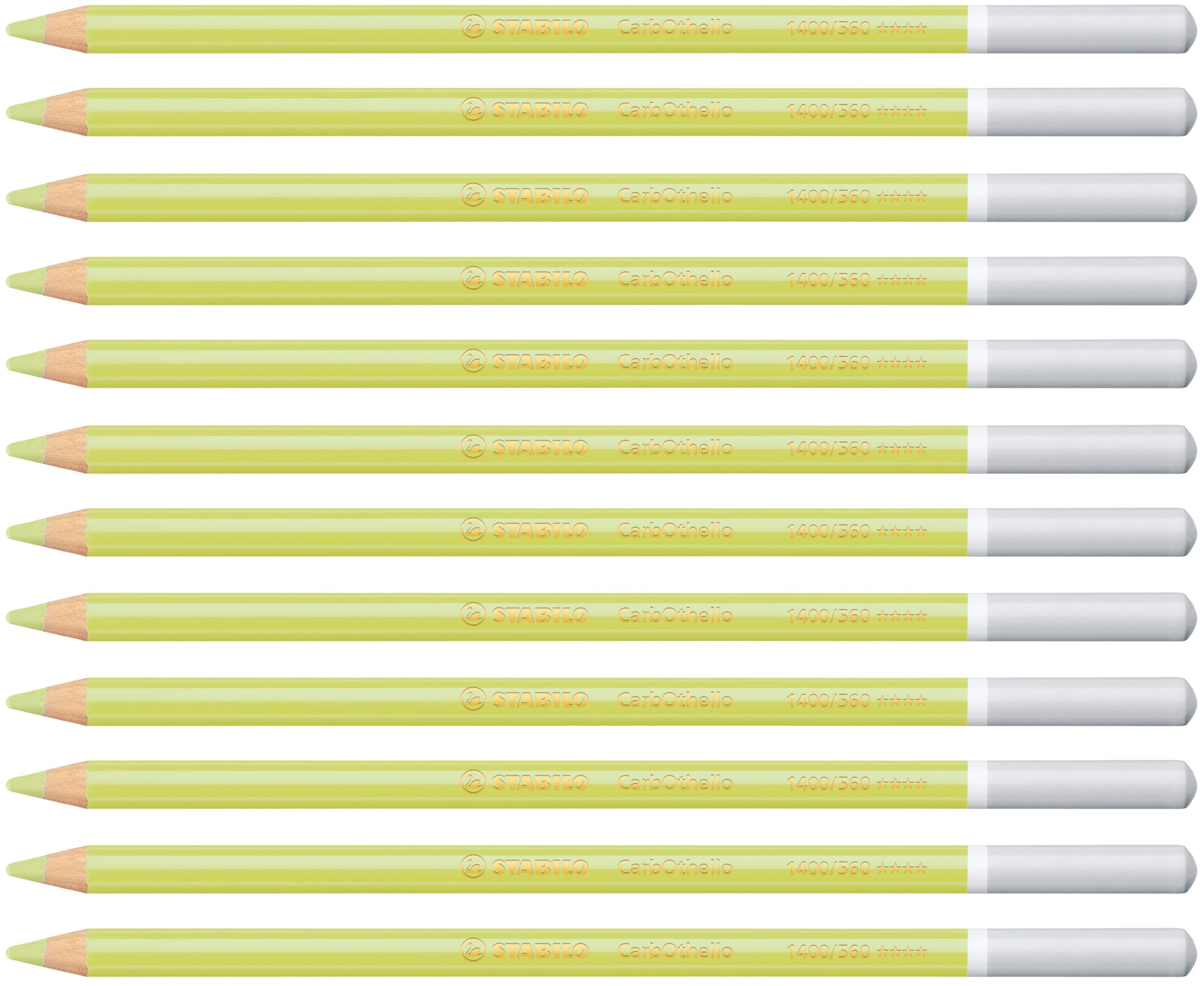 STABILO CarbOthello - Chalk-Pastel Pencil - Pack of 12 - Leaf Green Pale