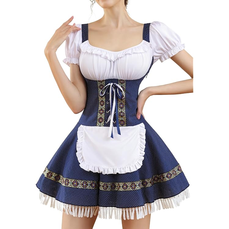 Vestido Tirolés Alemán Para Mujer Talla Grande - Traje De Oktoberfest Tradicional Bávaro Con Delantal A Cuadros ¡Fiesta Y Carnaval!