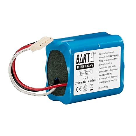 BAKTH 2200mAh 7.2V NiMH Akku echte Kapazität für iRobot Braava 380T, Braava 380, Braava 390T MINT Plus 5200, 5200C