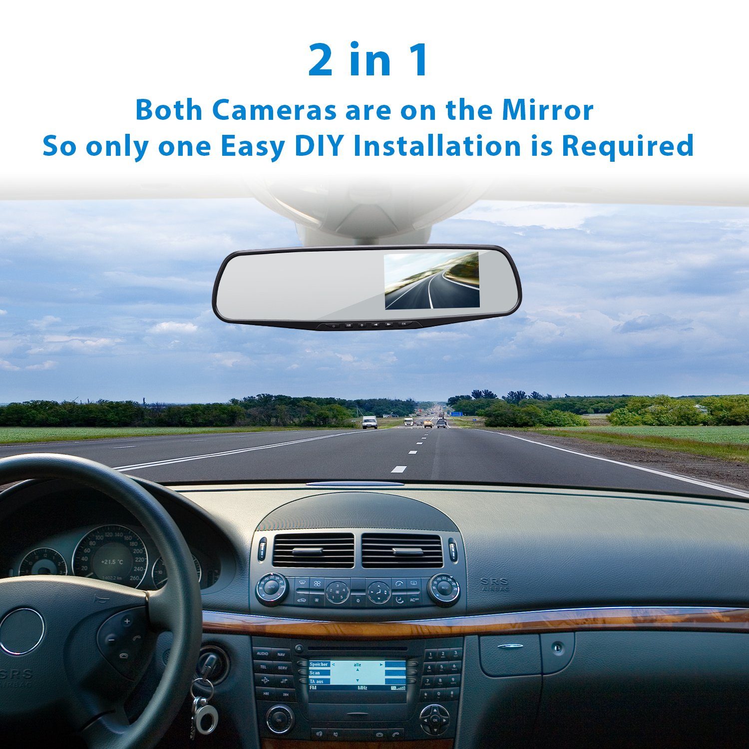 Provision-ISR Hidden Dual Dash Cam, Hidden Interior Mirror Camera and a HD 1080p Front DVR Recorder, Requires One DIY Installation, Exclusive