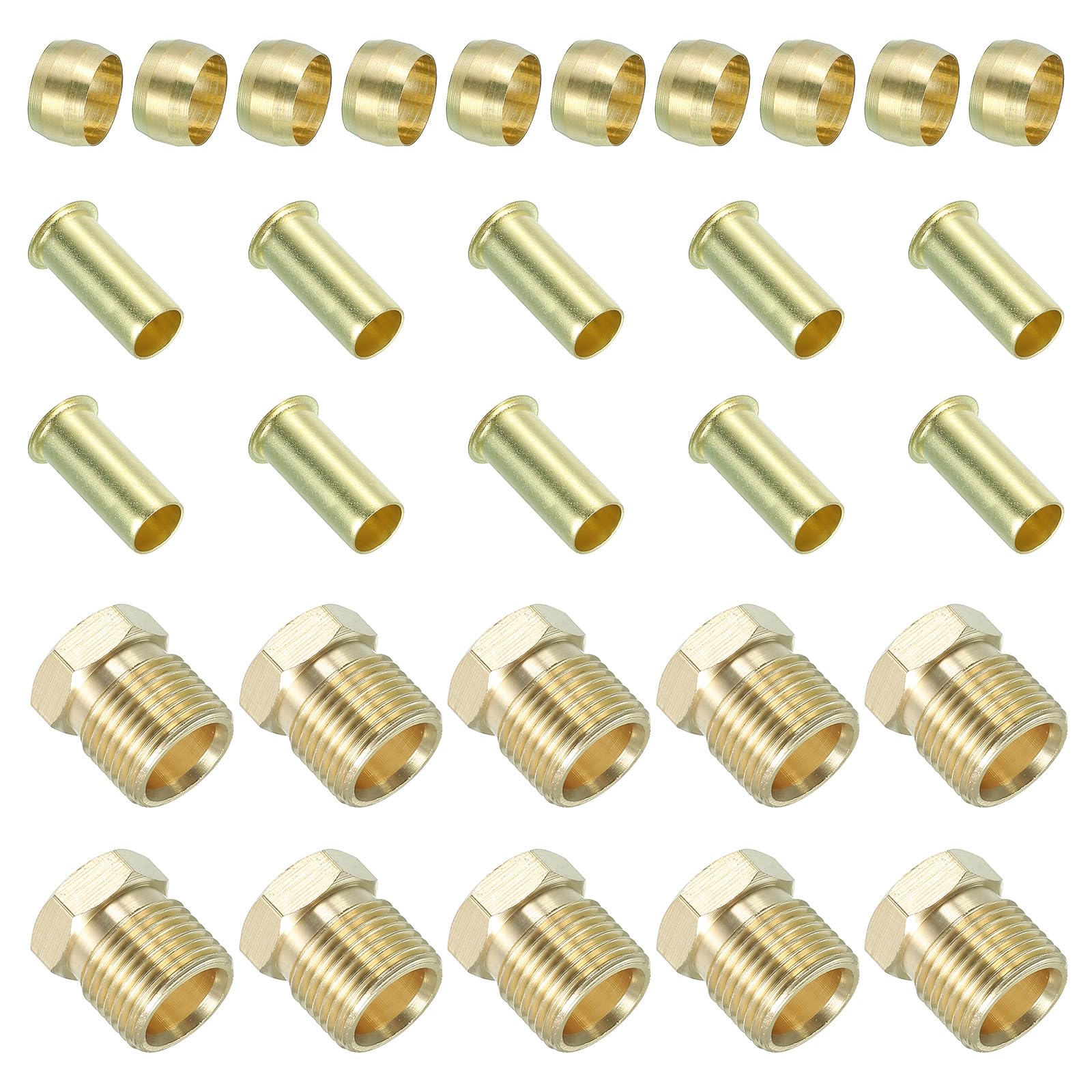 PATIKIL 6mm ID 8mm OD Tube Compression Assortment Kit, 20 Set Brass Compression Sleeve Ferrule & Insert & Nut for Water Oil Air Pipe