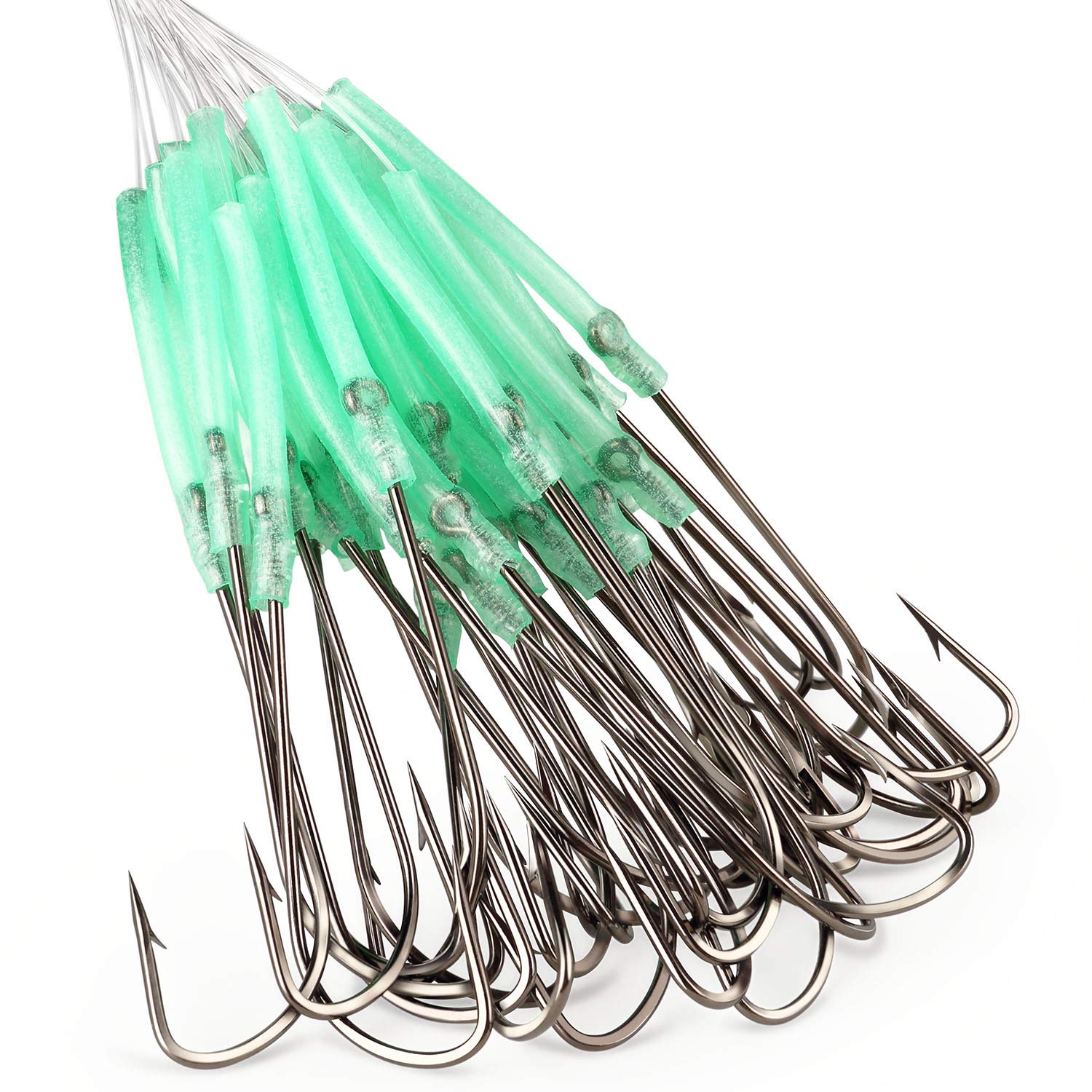 Rodeel 40 PCS Ready Rigs High Carbon Steel Fishing Hooks Pre Tied for Sea Fishing Pulley or Flapper Rigs soond quick replacement