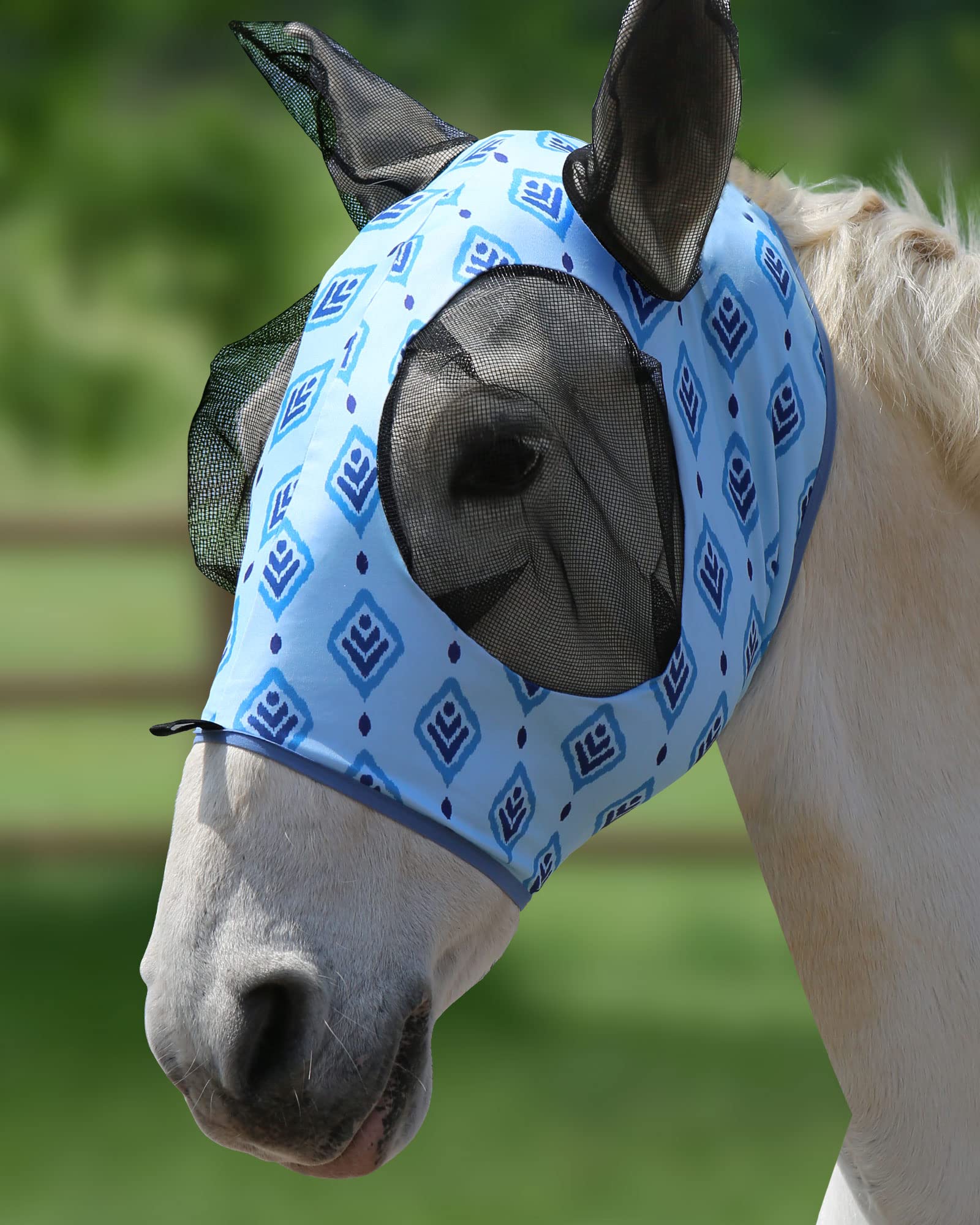 Harrison Howard Ultra Lightweight Full Visibility Breathable UV-proof Super Comfort Horse Fly Mask-Nature Aztec — image 1