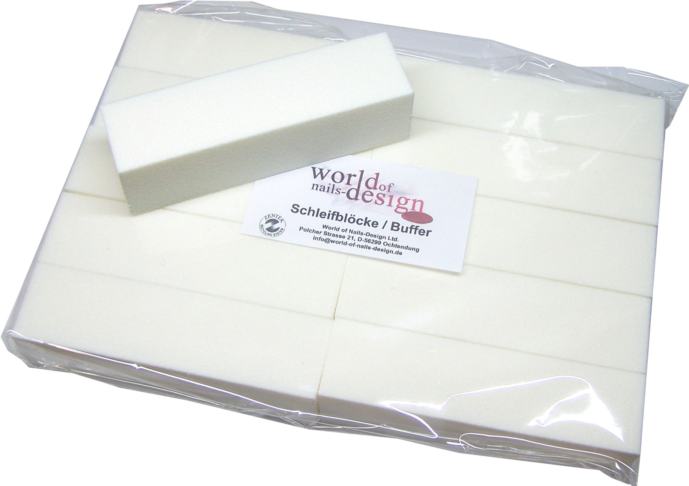 World of Nails-Design White Buffers Sanding Blocks 100/100 Professional Quality Pack of 10 (1 x 10 Pieces)