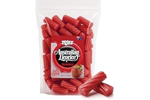 Australian Licorice Strawberry Flavor – Soft & Chewy Red Licorice Candy, 12 oz Bag – Fruit Twists for Snacking, Candy Buffets, Gift Bags & Party Favors – Zestix