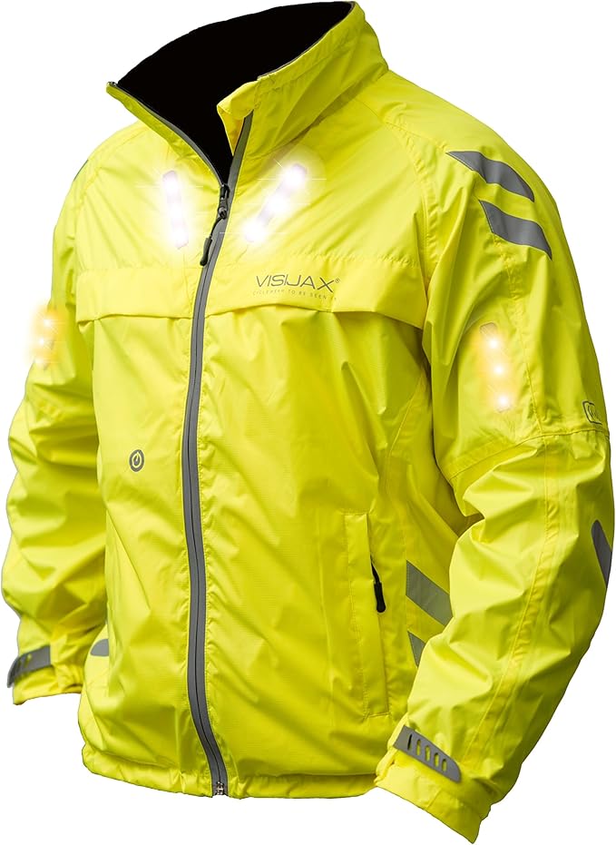 Visijax LED Cycling Jacket with Turn Signals L Yellow