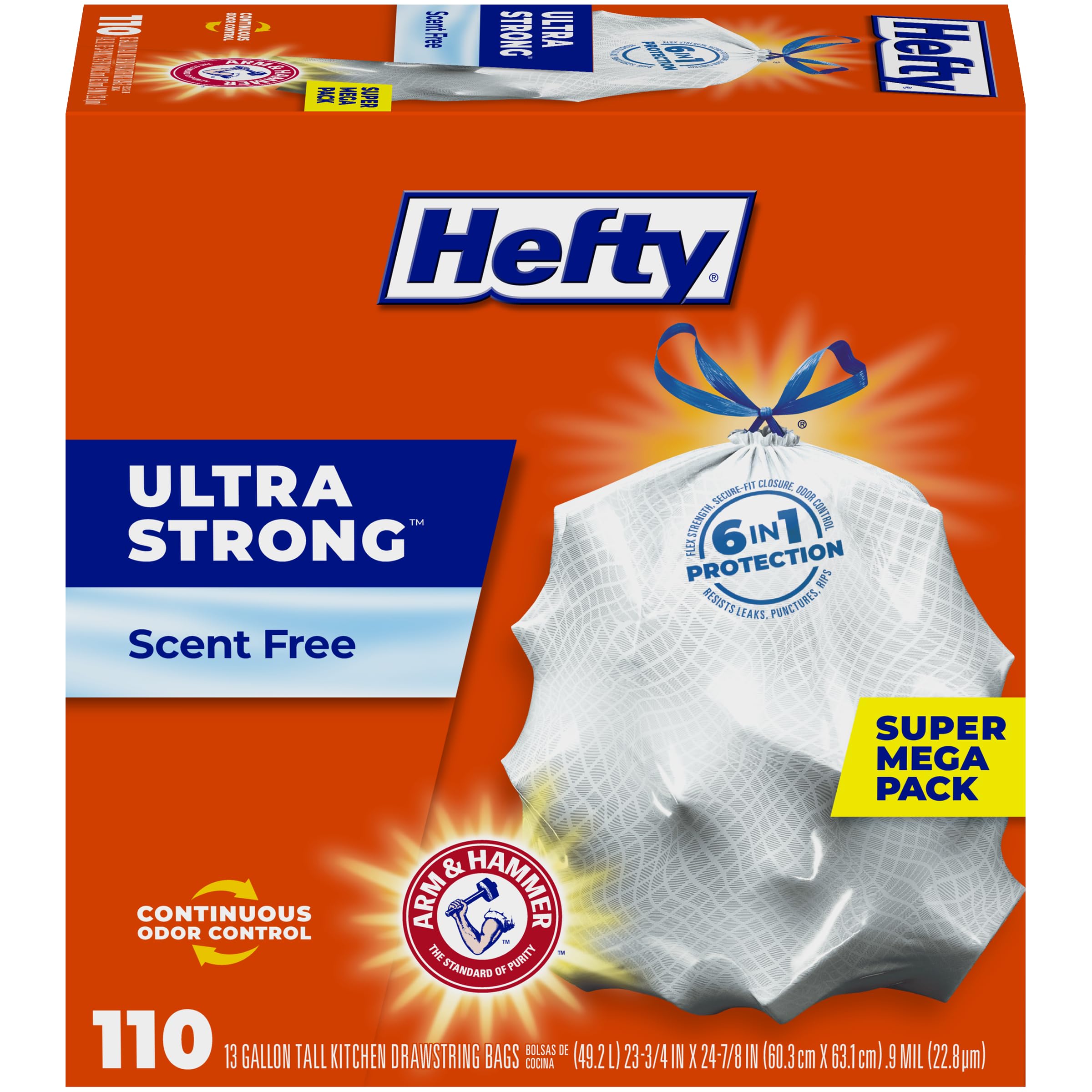 Hefty Ultra Strong 13 Gallon Trash Bags, Tall