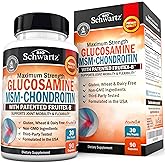Glucosamine Chondroitin MSM Joint Support Supplement - Collagen Peptides, Turmeric and Ginger, Hyaluronic Acid, Glucosamine Chondroitin Sulfate for Joint Comfort - Gluten Free, Non GMO, 90 Capsules