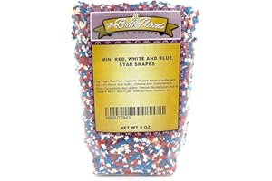 THE BULK-PRICED FOOD SHOPPE Mini Red, White and Blue Star Sprinkles, Bulk Size (8 OZ. Resealable Zip Lock Stand Up Bag)