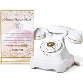 FiayaCom Audio Guest Book Wedding Phone with One-Touch Playback &amp; Adjustable Volume for Wedding, Anniversary, Birthday Parties, Baby Shower(White S)