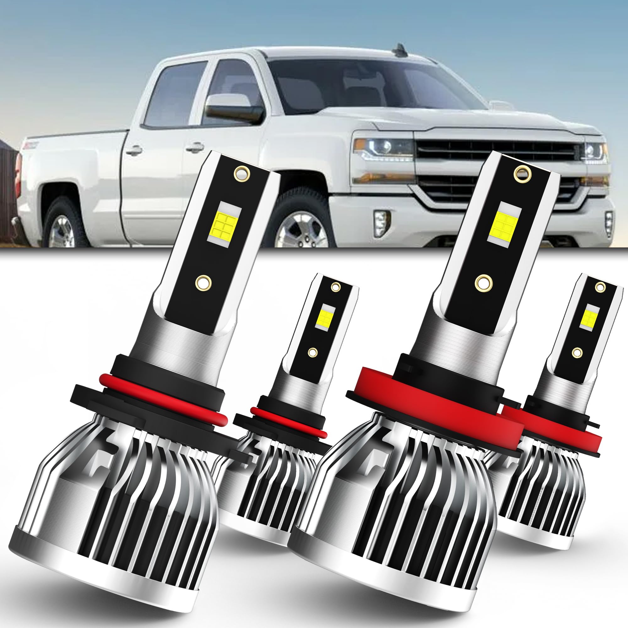 Photo 1 of AMXTOBUB Compatible with Silverado 1500 2007-2022; Silverado 2500 3500 2008-2022 Light Bulbs High and Low Beams, 4 pcs