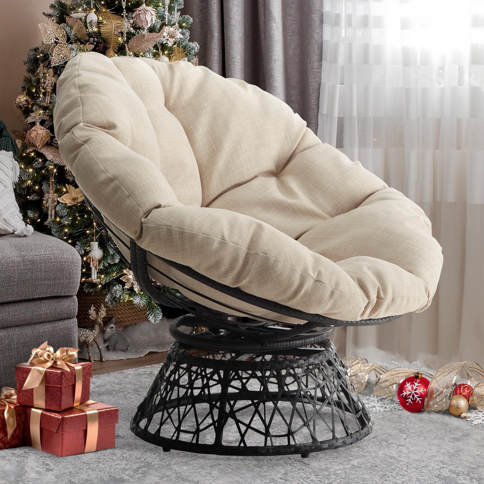 OSP Home Furnishings Wicker Papasan Chair With 360-degree
