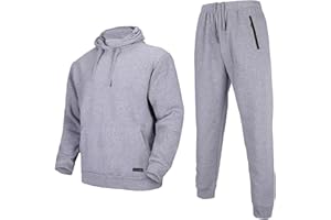 Megub Tracksuit for men 2 pieces,Fleece hooded outfit,casual sweatsuit set jogger suit outwear