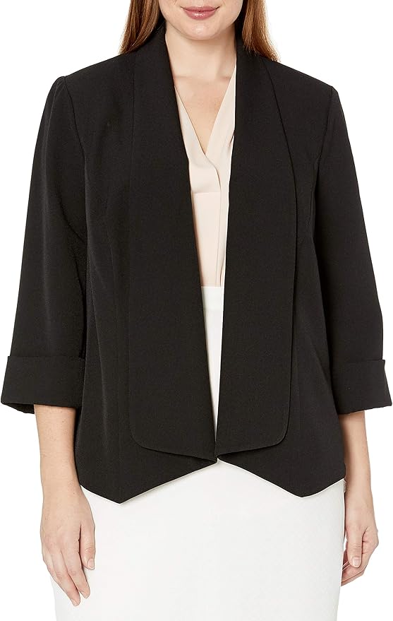 Kasper Women's Plus Size Stretch Crepe Flyaway Jacket at Amazon Women’s