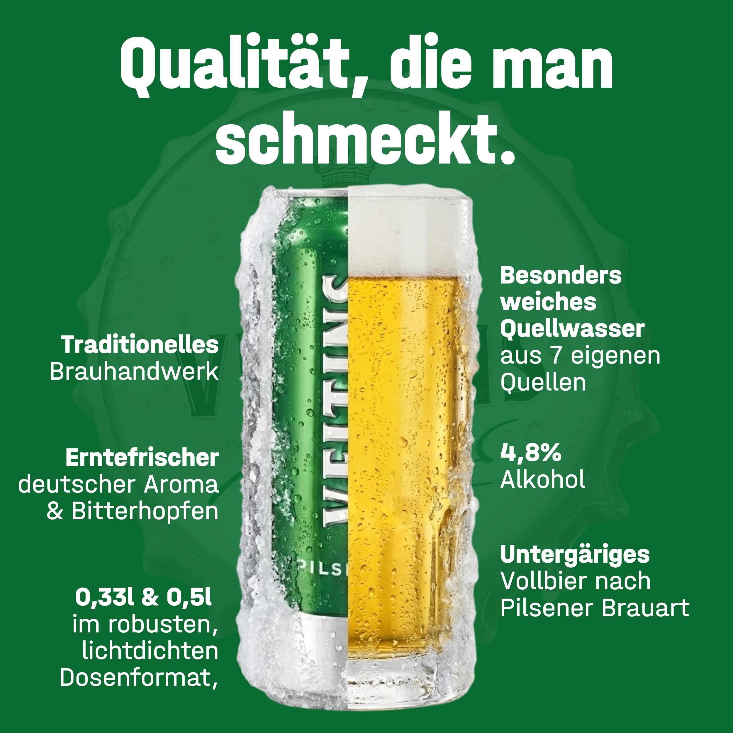 VELTINS Pilsener – 24 x 0,5 l Dosenbier (EINWEG) – Fein-herbes Premium Pils – Brautradition seit 1824 – Frisch & ausgewogen – 4,8 % vol. Alkohol 2