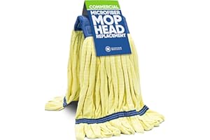 MICROFIBER WHOLESALE Commercial Mop Head Replacement – 1 Pack Large Yellow Microfiber Tube Mop (18 oz.) | Industrial Wet Mops | Washable Refill, Reusable, Heavy Duty, Looped End Mopheads | Hardwood, Concrete