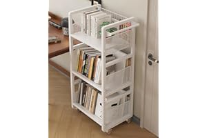 UMDONX Book Cart Heavy Duty Double-Sided with Silent Wheels & 3 Magnetic Book Supports Rolling Bookshelf Library Book Truck for Home, Office, or School