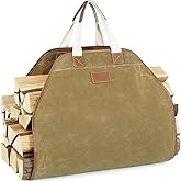 INNO STAGE Canvas Log Carrier Bag,Durable Wood Tote,Fireplace Stove Accessories,Extra Large Firewood Holder with Handles for Camping (44" L x 21" W-Khaki)