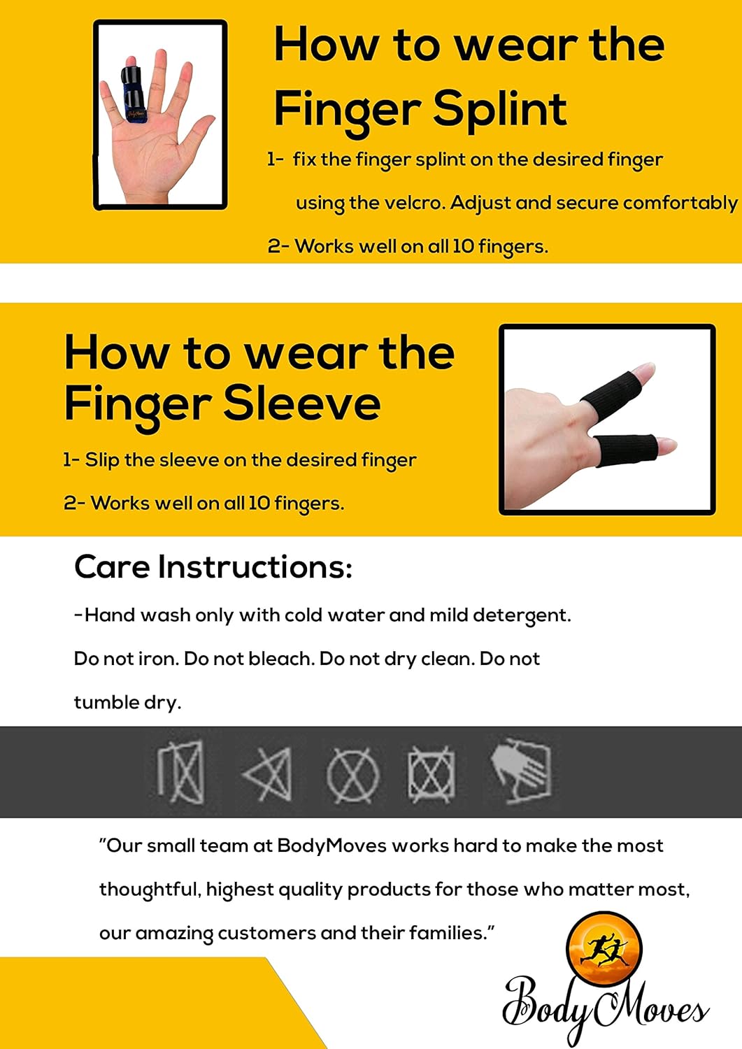 BodyMoves 2 Finger Splints plus 2 sleeves for Trigger Mallet Broken Finger brace joint support for men and women- ideal for seniors (4 pc set, Midnight Black): Health & Personal Care