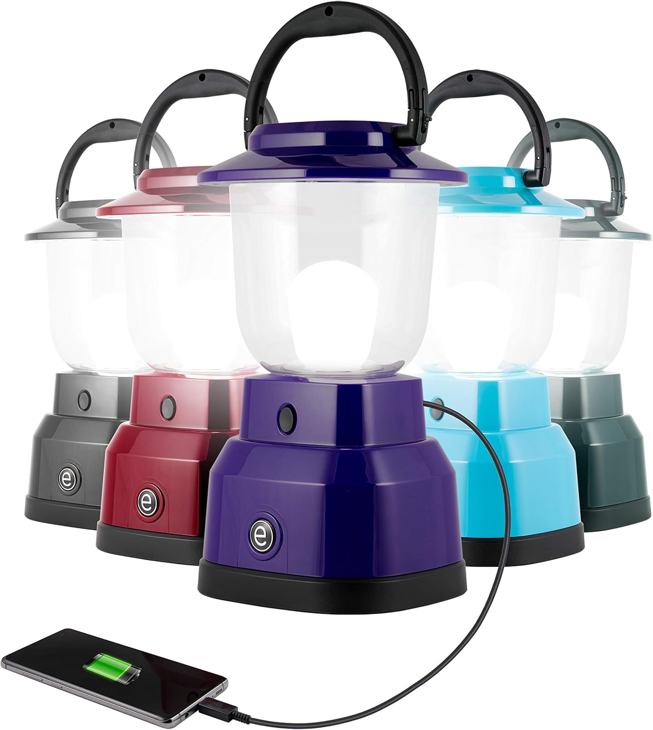 Enbrighten LED Camping Lantern, Battery Powered, USB Charging, 800 Lumens, 200 Hour Runtime, Carabiner Handle, Hiking Gear, Emergency Light, Blackout, Storm, Hurricane, Purple, 49552: Home Improvement