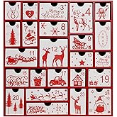SAND MINE Wooden Christmas Advent Calendar with 24 Drawers, Countdown to Christmas, Refillable Wooden Advent, Red & White