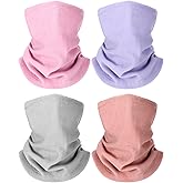 Geyoga 4 Pcs Kids Neck Warmer Toddler Fleece Neck Gaiter Adjustable Winter Scarf Ski Mask for Boys and Girls