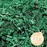 1 LB Dark Green Crinkle Cut Paper Shred Filler Great for Gift Wrapping, Dark Green Basket Fillers, Birthday, Halloween Thanksgiving Christmas Patrick's Day, Easter Party Decor Filling Supplies