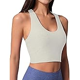 Women’s Sleeveless Crop Tops Scoop Neck Racerback Sports Tank top Athletic Yoga Workout Tops Built in Shelf Bras Padded