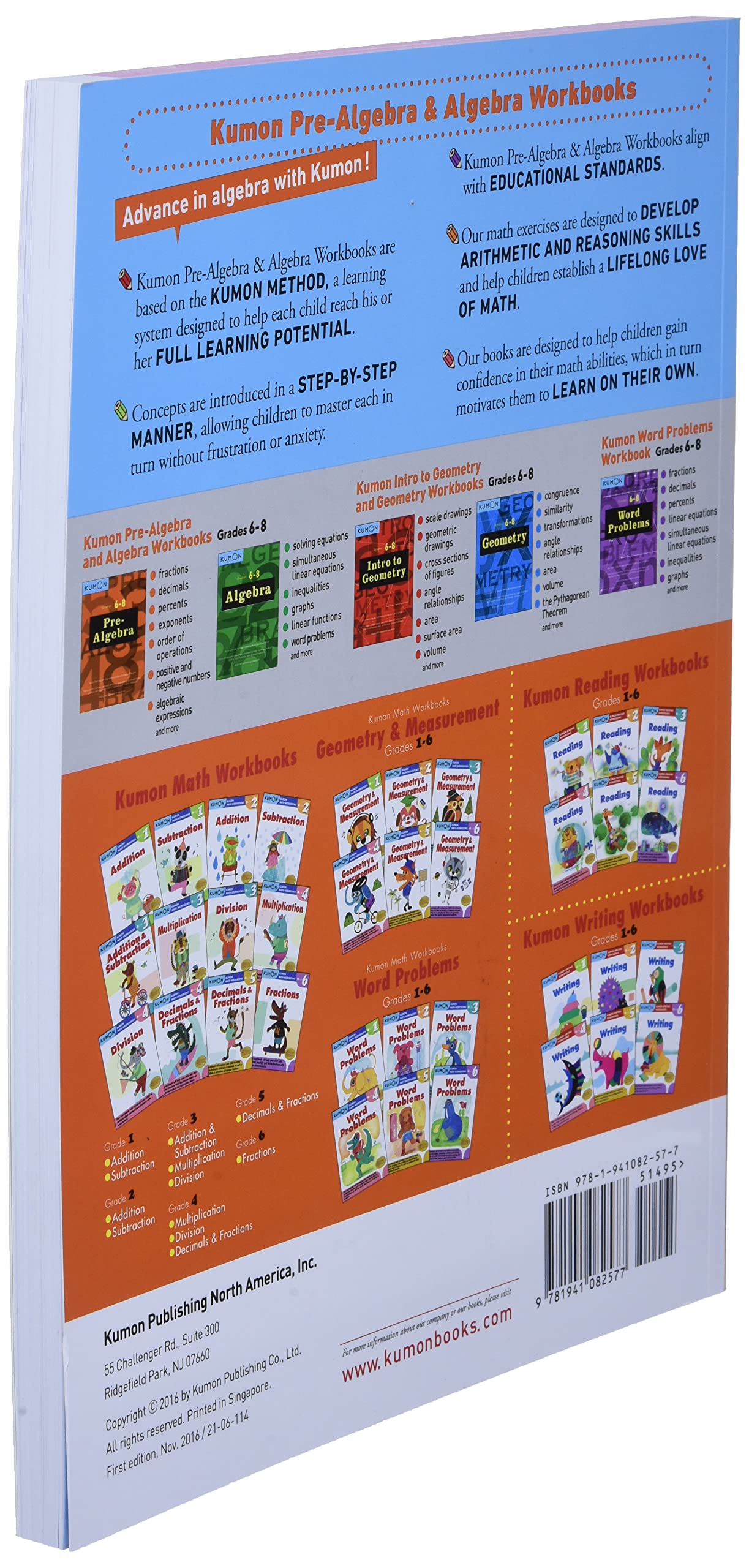 Kumon Pre Algebra-Grades 6-8 (Kumon Middle School Math Workbooks) (Kumon Math Workbooks, 1) Kumon Pre Algebra-Grades 6-8 (Kumon Middle School Math Workbooks) (Kumon Math Workbooks, 1) Paperback
