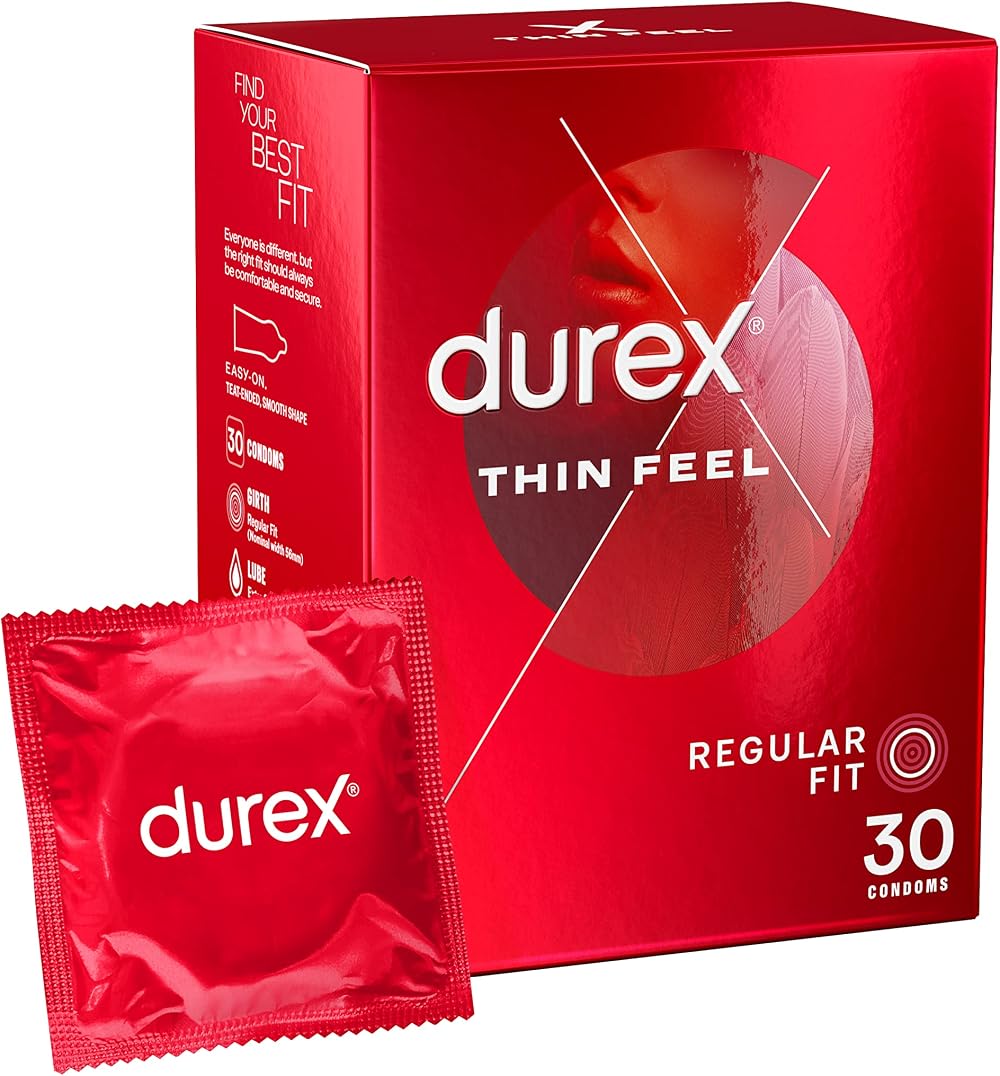 Durex Thin Feel Condoms 30 Pack with Silicone Lubricant Regular Fit