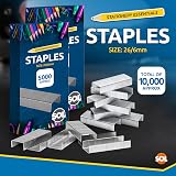 SOL 10,000-Pack 26/6 Staples, Durable Steel, Anti-Jam for Office & Home view 3